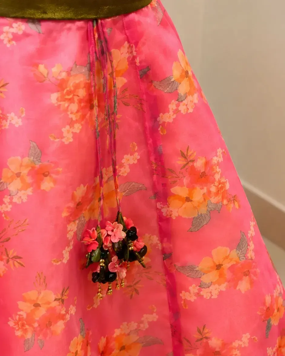 Green Top and Peach Skirt view 3